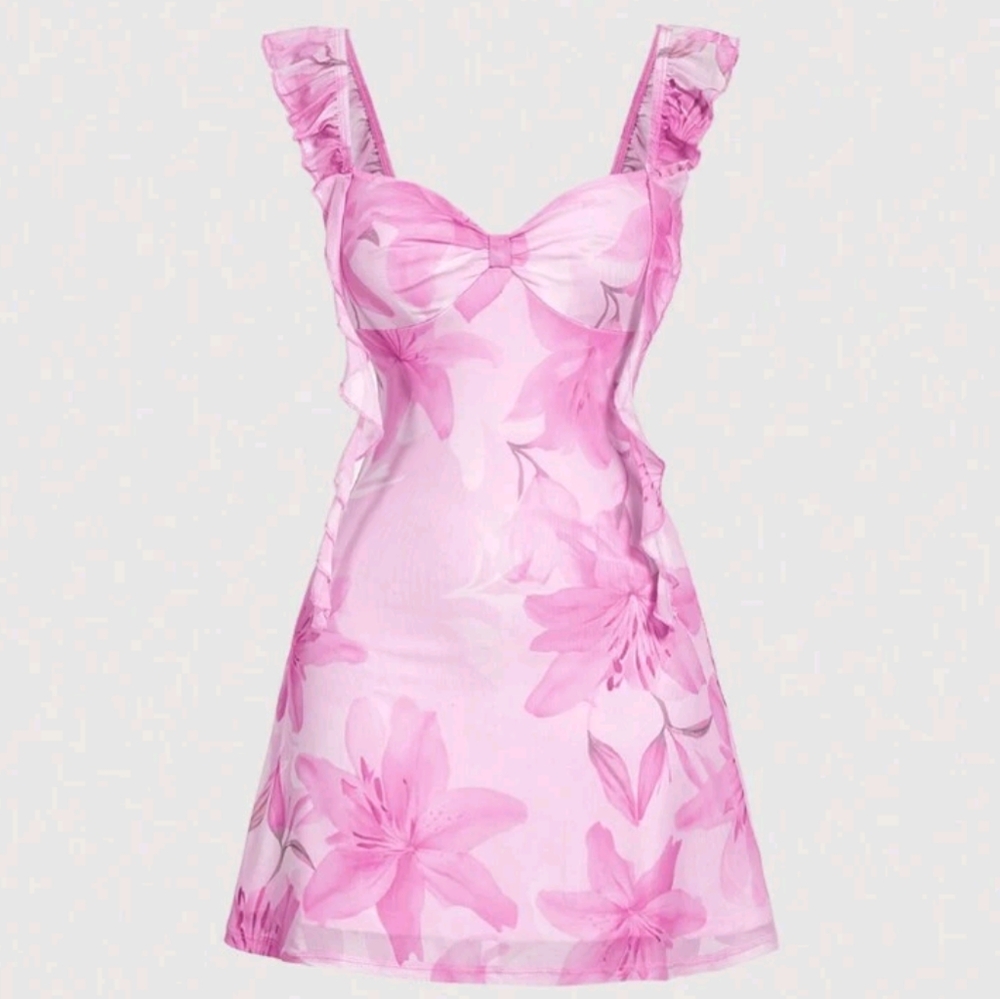 Women's pink and white floral dress